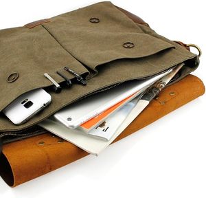 Sac messager vintage en toile imperméable, grand format, fermeture éclair robuste, toutes saisons, usage quotidien, usage professionnel, style homme - Product Image 3