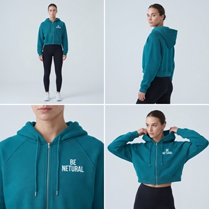 Women Loose Fit <b>Zipper</b> Crop <b>Top</b> Casual 100% Cotton Breathable Long Sleeve Fashion Street wear Baggy Fleece Hoodedd Crop <b>Top</b> - Product Image 5