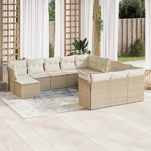 Ensemble de canapés de jardin modulaires en rotin PE beige 12 pièces Modul - Product Image 1