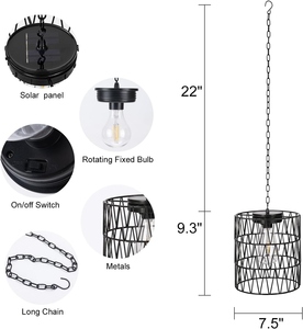 Industrial Outdoor Cage Pendant Light Rustic Black Metal Hanging <b>Lantern</b> Waterproof Ceiling Light Vintage Farmhouse Pendant <b>Lamp</b> - Product Image 2