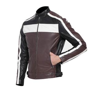 Blouson Moto Décontracté en Cuir Véritable pour Homme, Service OEM, Col Montant, Imperméable, Coupe-Vent, Fermeture Éclair, Ceinture, Hiver, Écologique - Product Image 1