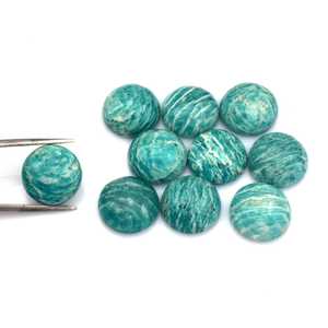 Lote al por mayor de piedras preciosas sueltas calibradas de amazonita natural redonda de 6x6 mm con base plana para la fabricación de joyería. - Product Image 2