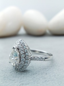 Anillo de Compromiso y Boda D'VINS JEWELS, Diseño de Pera, Corte Brillante, Oro Rosa con Incrustaciones de Diamantes Cultivados en Laboratorio, Color D Blanco, Certificado - Product Image 3