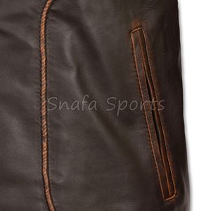 Chaqueta de Cuero Personalizada con Forro de Borrego para Hombre, OEM ODM, Chaqueta de Aviador de Invierno con Cuello de Piel, Chaquetas de Cuero para Hombre - Product Image 5