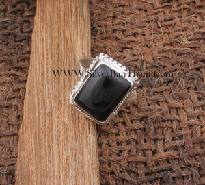Natural Black Onyx Rectangle <b>Ring</b> 925 Sterling Silver Emerald Cut Jade <b>Statement</b> <b>Ring</b> Handmade Artisan Band <b>for</b> <b>Women</b> Wholesale - Product Image 1