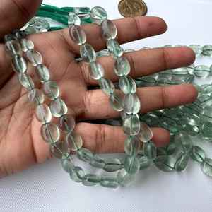 Perles ovales en fluorite verte naturelle, pierres brutes de haute qualité pour la fabrication de bijoux - Product Image 5