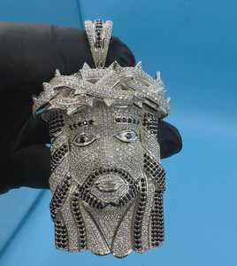 จี้พระเยซูฮิปฮอปเงินแท้ 925 ประดับเพชรโมอิสซาไนต์ VVS งานสั่งทำพิเศษ เครื่องประดับคริสเตียน ผ่านการทดสอบเพชร - Product Image 5