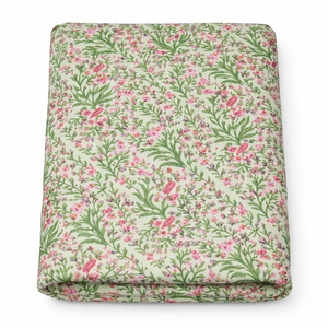 Tela de Algodón Peinado, Ligera, Transpirable, Ecológica y Orgánica, con Estampado Floral Verde, para Vestidos de Niñas - Product Image 1