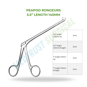 Rongeur Peapod 140 mm, instrument chirurgical neuro-spinal pour la coupe osseuse en chirurgie de la colonne vertébrale - Product Image 2