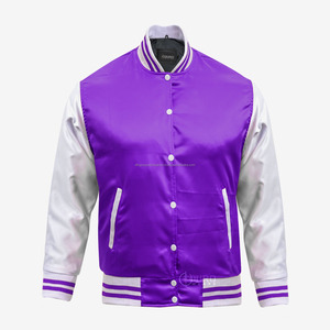 Chaqueta universitaria bordada con revestimiento personalizado, cuello levantado de satén, diseño universitario Letterman para invierno - Product Image 1