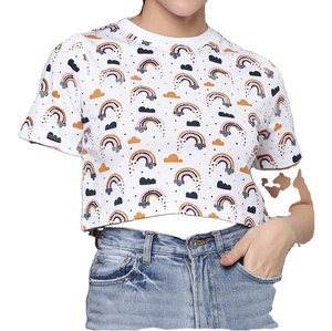 2025 <b>Top</b> Article Ladies Crop <b>Top</b> T Shirt Beautiful Design Customized Printing O Neck Half Sleeve Good Quality Hot Selling - Product Image 1