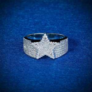 Anillo de Plata de Ley 925 con Incrustaciones de Moissanita en Forma de Estrella, Unisex, Estilo Hip Hop, para Bodas y Fiestas - Product Image 4