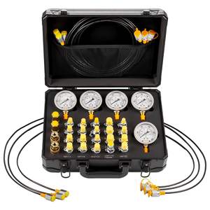 Kit de test de pression hydraulique pour engins de chantier (excavatrices) 150/900/2300/6000/9000 PSI (10/60/160/400/600 5 manomètres 20 - Product Image 1