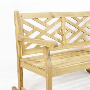 New Design Acacia Wood Rocking <b>Bench</b> - Durable Outdoor Garden <b>Seat</b> with Lattice Backrest - Product Image 3