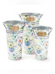 Ensemble de 3 jardinières en métal galvanisé style vintage pour la maison et le jardin - Product Image 2