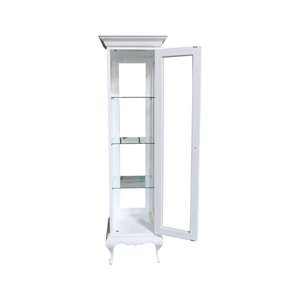 Vitrina de Madera Maciza Blanca de Una Puerta con Adornos Estilo Corona para Uso en Interiores - Product Image 2