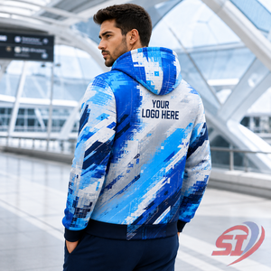 เสื้อฮู้ดซิป Y2K แบบสั่งทำพิเศษ ลายพิมพ์ Cobalt Glitch ทั่วตัว แบรนด์ส่วนตัว สตรีทแวร์ รับผลิตเสื้อผ้า OEM พร้อมโลโก้ ขายส่งจากโรงงาน - Product Image 4