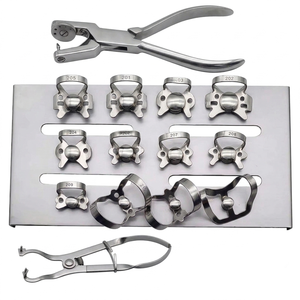 Kit de Dique de Goma Quirúrgico Dental con Pinzas Manuales, Punzón, Alicates, Marco, Instrumentos Ergonómicos de Clase I Plateados, 12 Posiciones de Mandíbula, CE - Product Image 2