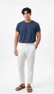 Oneten Apparel <b>Men's</b> Regular Fit <b>Navy</b> <b>Blue</b> Short Sleeve O-Neck T-<b>Shirt</b> with Front Letter Logo - Product Image 1