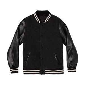 Veste à col montant pour homme de haute qualité, logo brodé personnalisé, style streetwear d'hiver, veste de varsity junior - Product Image 1