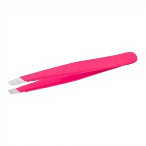 Pince à épiler rose en plastique à pointe fine, légère, style moderne, en acier inoxydable, professionnelle, colorée, pour sourcils, à pointe inclinée - Product Image 4