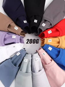 เสื้อยืดเปล่าสีพื้นพิมพ์ลายแขนสั้นลำลองผ้าฝ้าย 100% 220gsm สกรีนโลโก้ตามสั่งขายส่งสำหรับทุกเพศ - Product Image 2