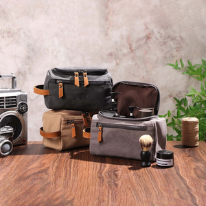 Leather Canvas Durable Zipper for <b>Bag</b> Mens Travel Dopp Kit Waterproof Organizer Cosmetic <b>Bag</b> <b>Large</b> Capacity LCTB-0004 - Product Image 4