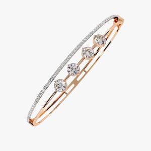 <b>Rose</b> Gold Plated Diamond Bangle Bracelet Round Brilliant Cut Claw Setting Geometric Luxury Women's Everyday Wear Jewelry - Product Image 1