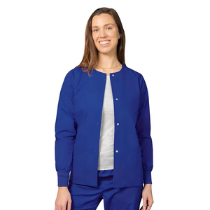 Unisex Medical <b>Scrub</b> Jacket Snap Front Long Sleeve Nurse <b>Uniform</b> Dental Clinic Warm-Up Coat Professional Workwear Worsted Fabric - Product Image 3