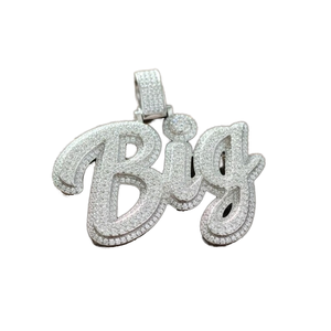 Pendentif Lettre Grande Taille Plaqué Rhodium Argent 925 Moissanite Style Hiphop Charme Unisexe - Product Image 3
