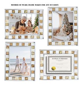 Cadre photo argenté marron 4x6 avec mosaïque nacre, cadre photo 4x6 en verre mosaïque - Product Image 4