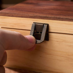Dual Tone Wooden <b>Watch</b> Box Rectangle Buckle Closure Durable Storage <b>Case</b> - Product Image 2