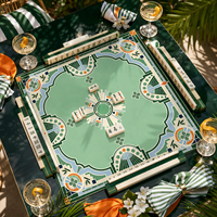 Tapis de Mahjong Américain Personnalisé 33x33 Pouces en Néoprène Antidérapant, Housse de Table Géométrique Art Déco Carrée, Cadeau pour Soirée Jeux, OEM ODM Vente en Gros