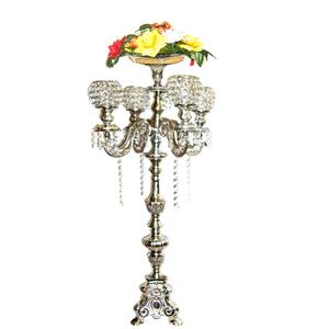 Candelabro chapado en oro de lujo, 5 brazos con bola de cristal votiva para centros de mesa de boda, candelabros decorados para fiestas altas hechos a mano - Product Image 6