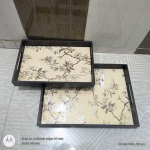 Plateau de service rectangulaire en bois fait à la main, travail Meena, cuisine, table à manger, imprimé, cadeau de Noël, plats, assiettes - Product Image 3