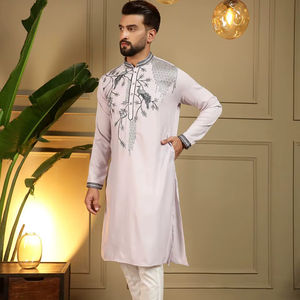 Elegante Conjunto de Kurta Tradicional para Hombre con Detalles de Bordado Moderno - Product Image 1