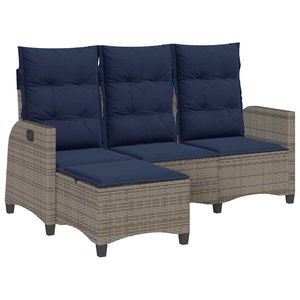 Canapé de jardin inclinable 3 places en polyrotin gris - Product Image 2