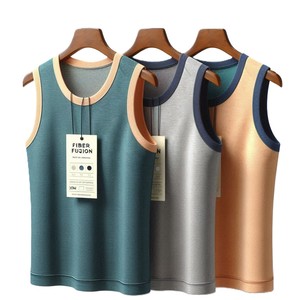 Nuevos diseños de ropa deportiva camiseta sin mangas para hombres de punto de algodón en contraste adornos Activewear Fitness Streetwear camiseta sin mangas de Bangladesh - Product Image 2