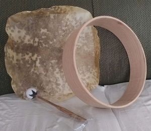 Custom Size Original <b>Drum</b> Head Black <b>Drum</b> Head Skin / Hand-Processed with Natural Goat Skin Tambourine with Sheepskin <b>Drum</b> Heads - Product Image 6