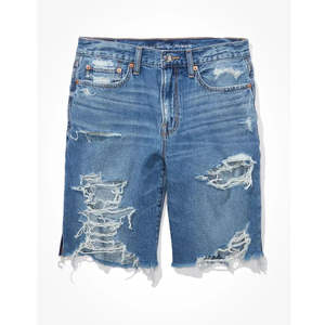 Pantalones cortos de mezclilla de algodón rasgados de cintura media, sexys y a la moda, de diseño personalizado y alta calidad, para mujer, talla grande, para verano. - Product Image 2