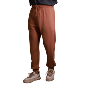 Men Mid Waist <b>Colored</b> Breathable Fleece Relaxed Cuff Pants Elastic Drawstring Trousers Soft Casual Comfort Fit Brown Daily Wear - Product Image 5