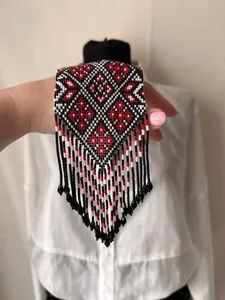 CLASSY Design Beaded Necklace Red Black Gerdan Traditional Ethnic Jewelry Handmade Seed <b>Bead</b> Necklace for party - Product Image 5