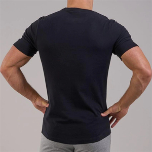 T-shirt pour homme de haute qualité 100% coton, coupe ample, noir uni, impression sérigraphique 3D en relief, jersey tricoté confortable, décontracté, 220 - Product Image 2