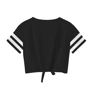 Custom Cotton Ladies Streetwear Summer Loose Fit Crew Neck Breathable Screen Print Hip Hop Appliques Loose Fit Crop <b>Top</b> - Product Image 1
