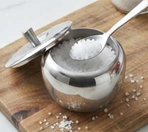 Sucrier en acier inoxydable de qualité supérieure avec couvercle et cuillère, design minimaliste rond, finition brillante, accessoire de table de cuisine - Product Image 3