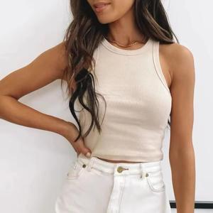 Women's <b>Beige</b> Fleece Breathable Eco-Friendly 100% Cotton Hooded Full Sleeve Short Cropped Casual Winter Tank Top - Product Image 1