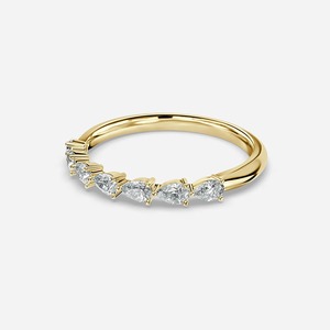 Bague de mariage de luxe en or jaune 14 carats avec sept pierres et diamant de 1 carat en forme de poire cultivé en laboratoire – Fournisseur de joaillerie fine - Product Image 3