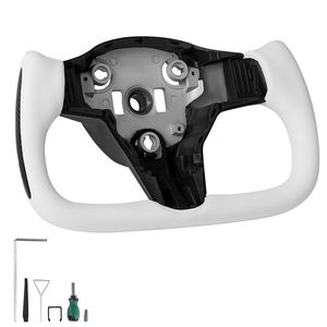 Volante in Fibra di Carbonio a Forma di D con Fondo Piatto e Impugnatura in Pelle Riscaldata per Tesla Model 3 2016-2023 - Product Image 1