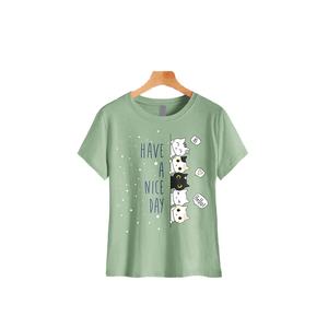 Anti Pilling cuello redondo último diseño personalizado mujer impreso manga corta Camiseta alta calidad Bangladesh venta al por mayor Venta caliente - Product Image 2