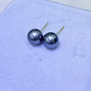 8-9mm Sea Water Tahiti Akoya <b>Pearl</b> <b>Earrings</b> Round and Slightly Flawed 18K Gold-Elegant and Luxurious - Product Image 2